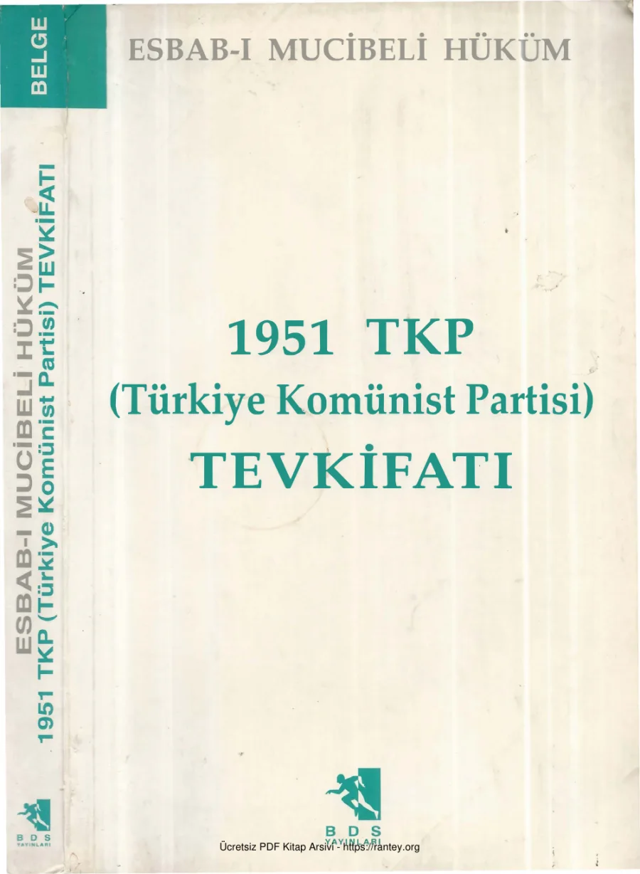 1951 Türkiye Komünist Partisi Tevkifatı Esbab ı Mucibeli Hüküm kapak görseli
