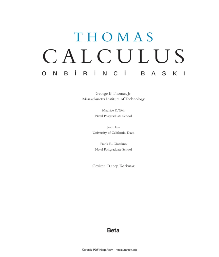 1Thomas Calculus kapak görseli