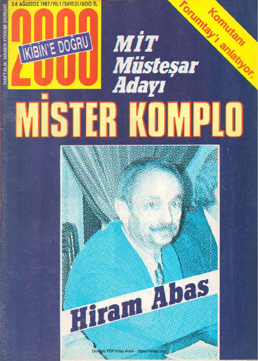 2000'e Doğru Yıl 1 Sayı 31 - 2 Ağustos 1987 kapak görseli