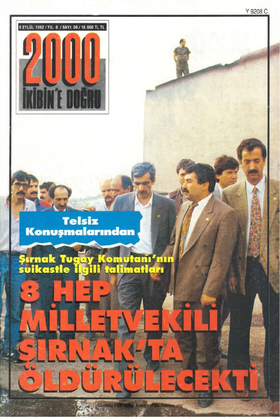 2000'e Doğru Yıl 6 Sayı 36 - 6 Eylül 1992 kapak görseli