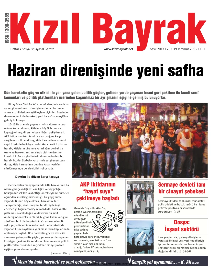 2013 Sayı 29 19 Temmuz kapak görseli