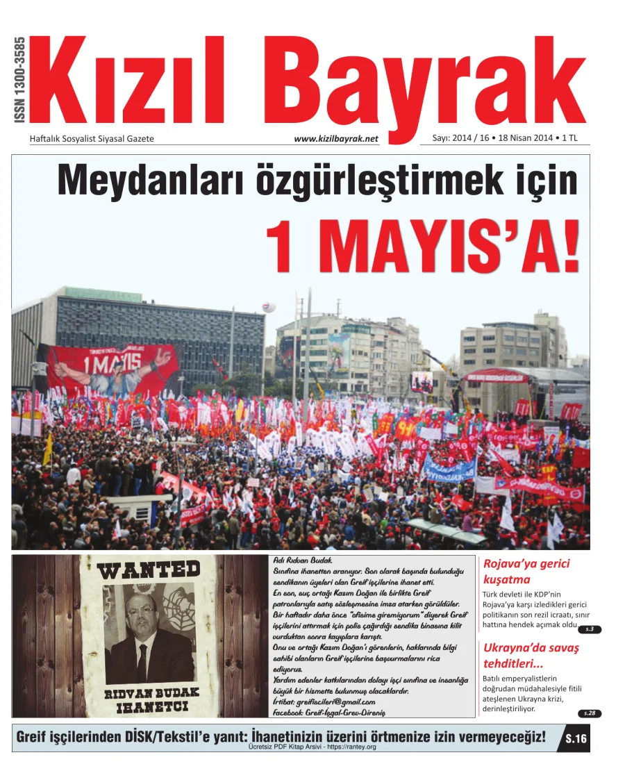 2014 Sayı 16 18 Nisan kapak görseli
