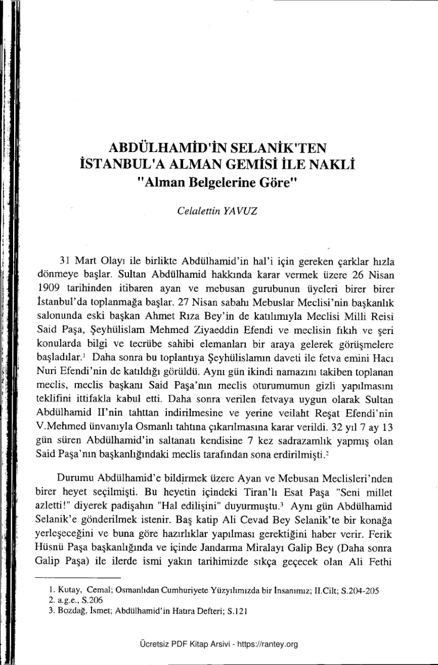 Abdülhamidin Selanikten Getirilişi kapak görseli