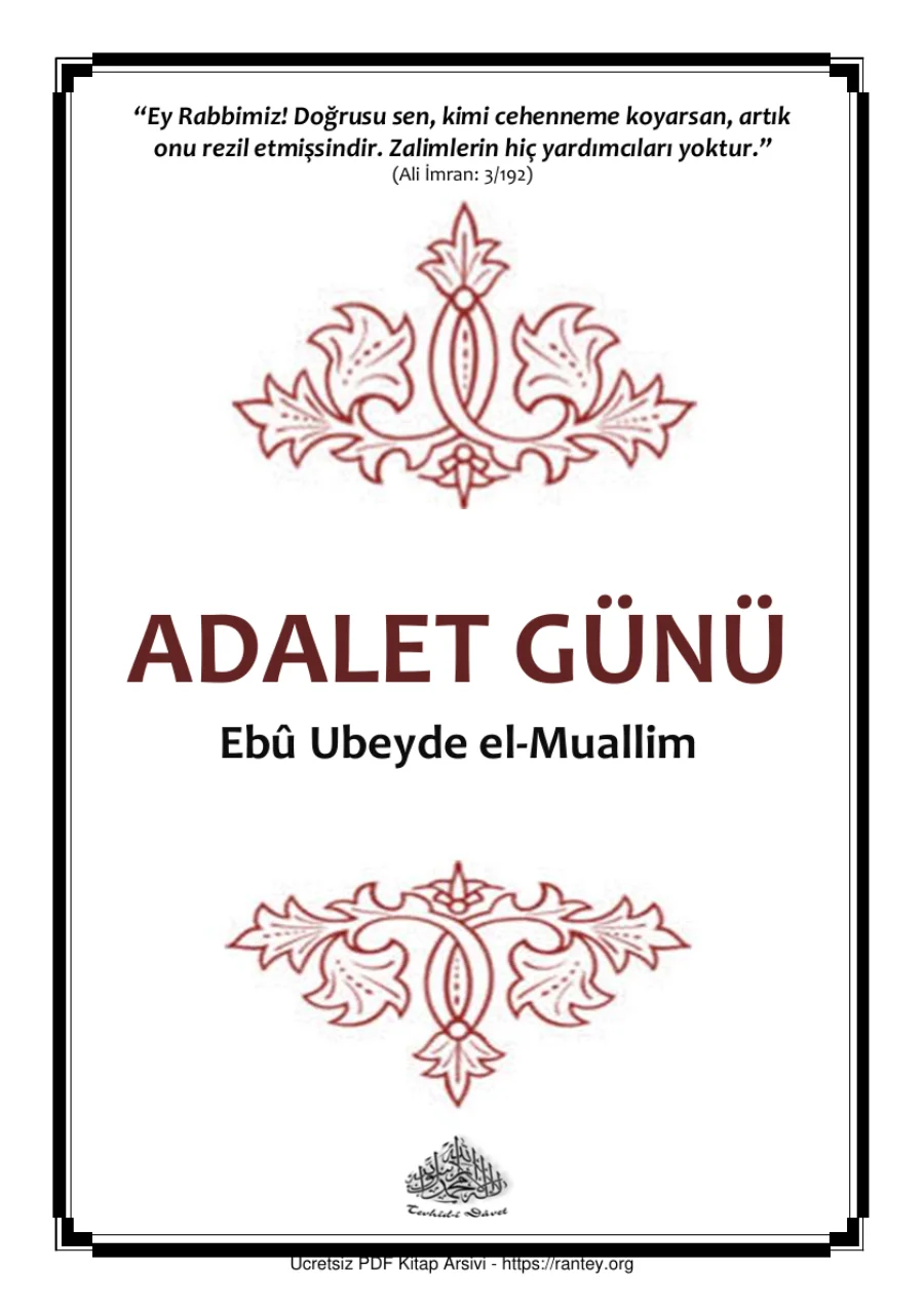 ADALET GÜNÜ Eb Ubeyde el Muallim Ebu Abdulmumin Tekin Mıhçı kapak görseli