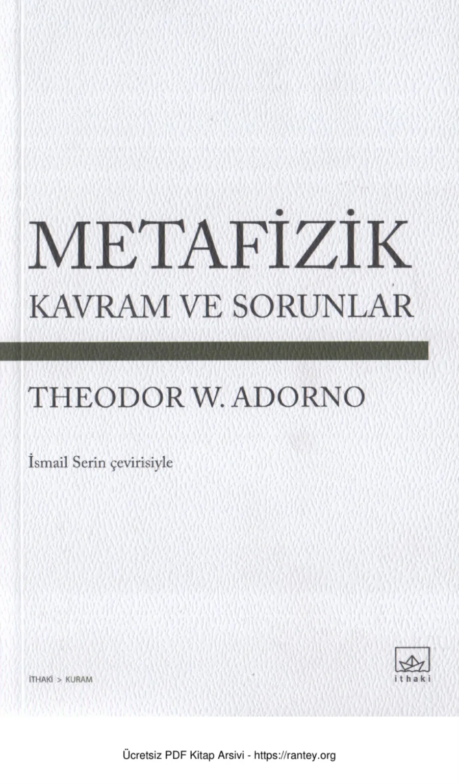 Adorno Metafizik Kavram ve Sorunlar kapak görseli