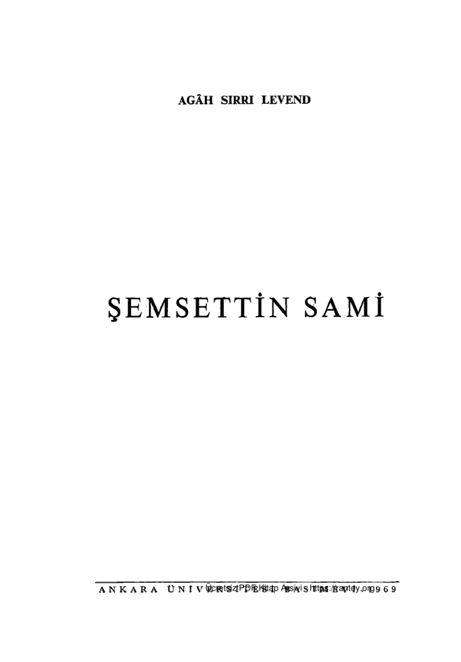 Agh Sırrı Levend Şemsettin Sami kapak görseli