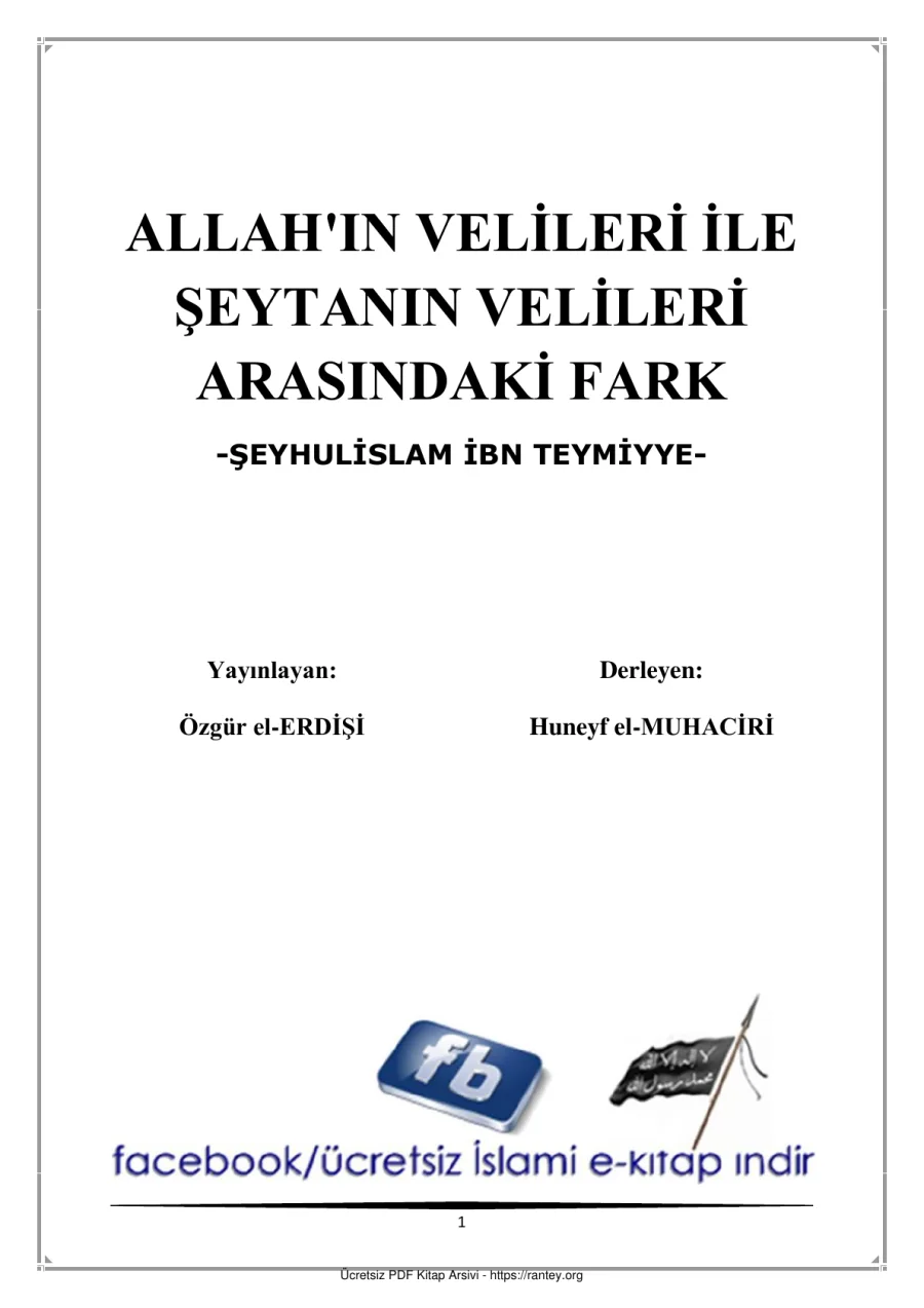 ALLAH IN VELİLERİ İLE ŞEYTANIN VELİLERİ ARASINDAKİ FARKK ŞEYHULİSLAM İBN TEYMİYYE Ebu Abdulmumin Tekin Mıhçı kapak görseli