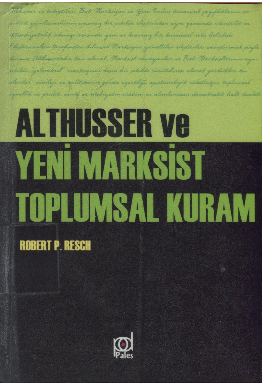 Althusser ve Yeni Marksist Toplumsal Kuram Pales Yayınları kapak görseli