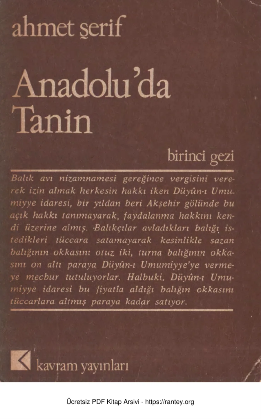 Anadoluda Tanin Kavram Yayınları kapak görseli