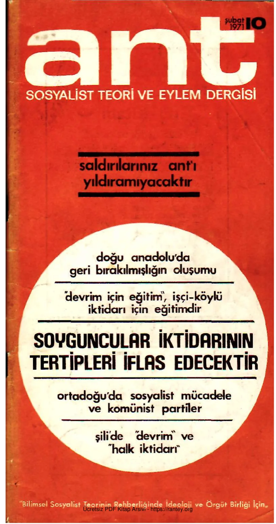 Ant Sosyalist Teori ve Eylem Dergisi Sayı 10 kapak görseli