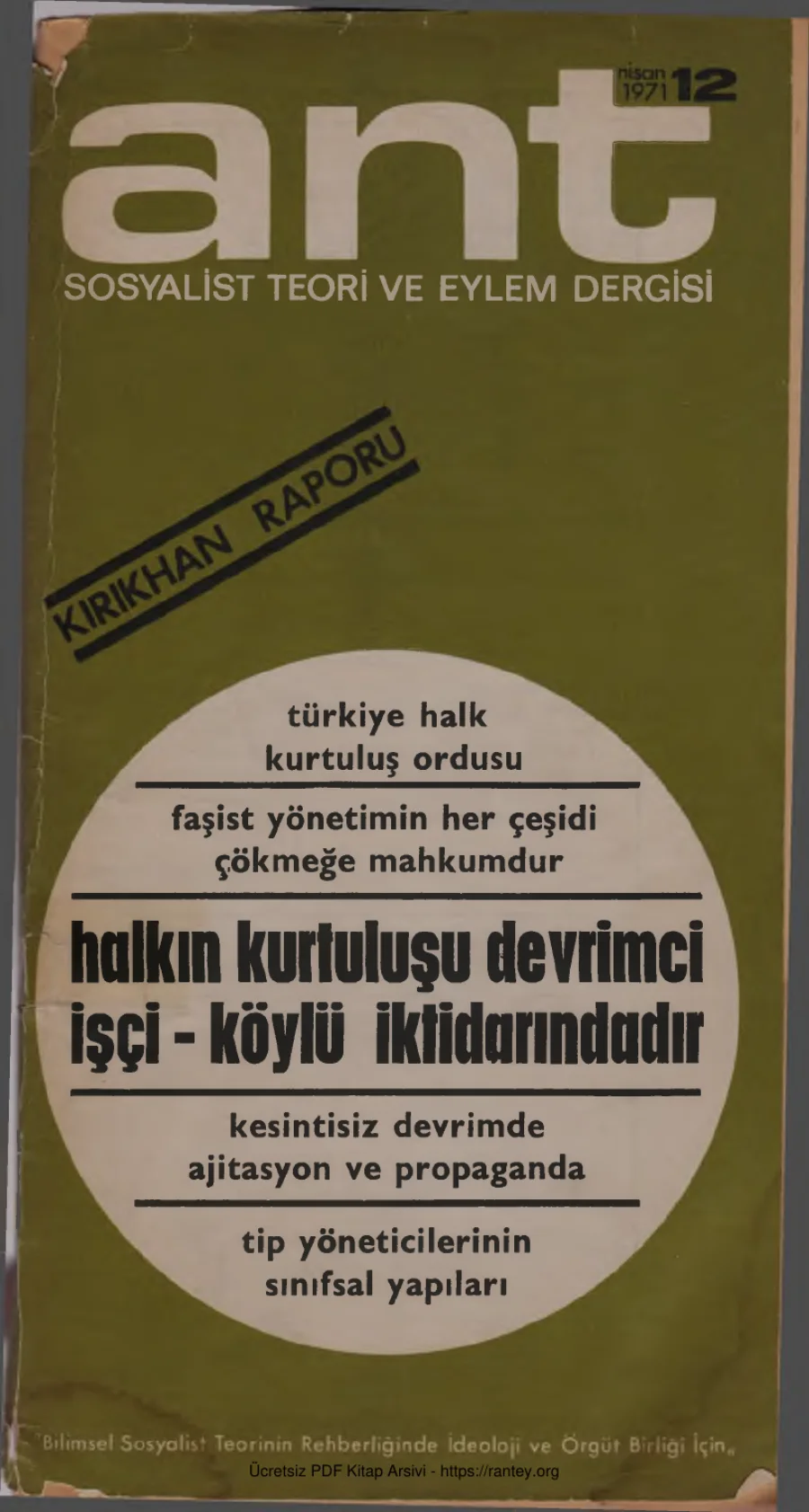 Ant Sosyalist Teori ve Eylem Dergisi Sayı 12 kapak görseli
