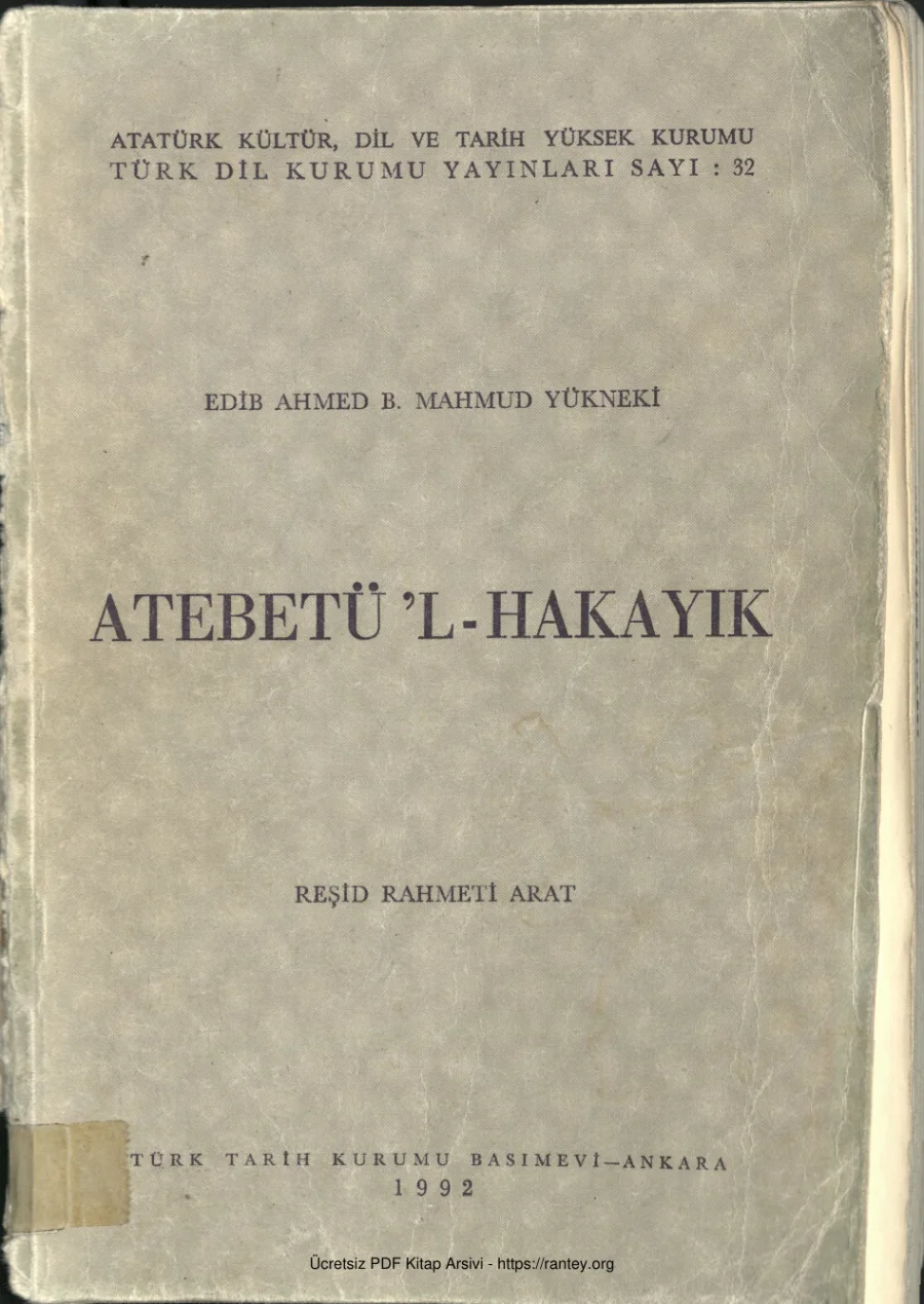 Atabetü'l-Hakayık kapak görseli