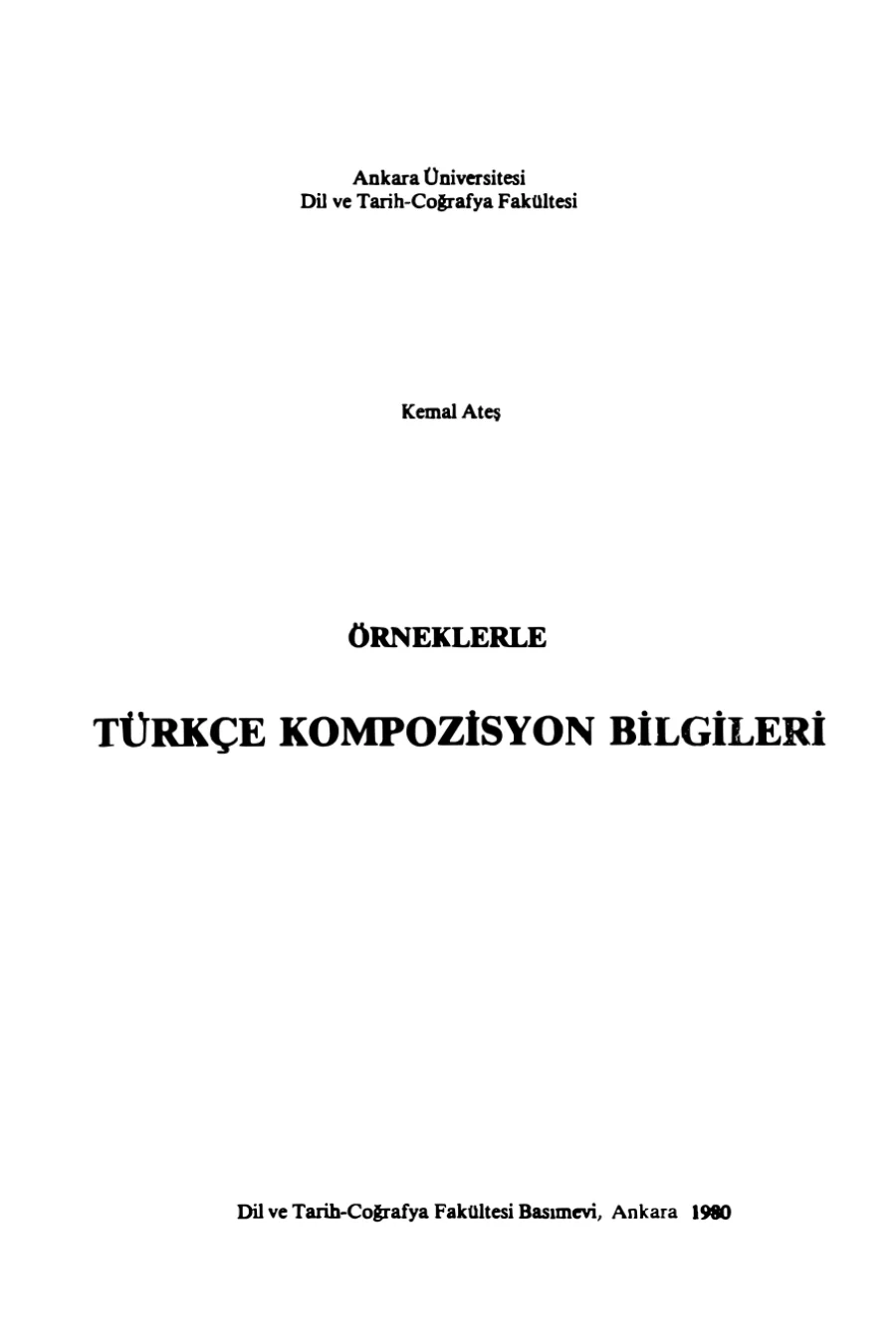 Ateş Örneklerle Türkçe Kompozisyon Bilgileri kapak görseli