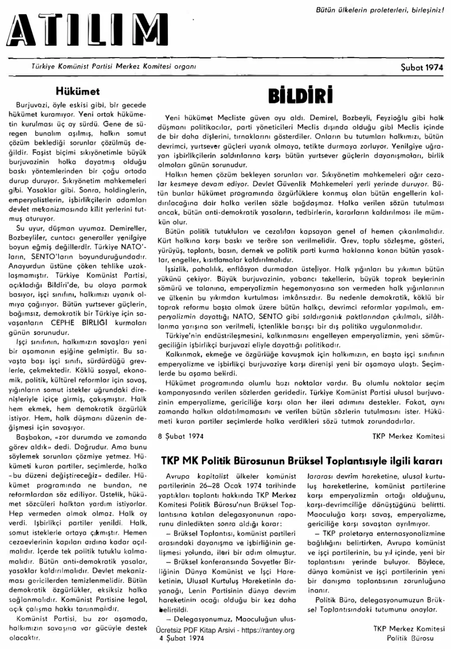 Atılım Sayı 002 - Şubat 1974 kapak görseli