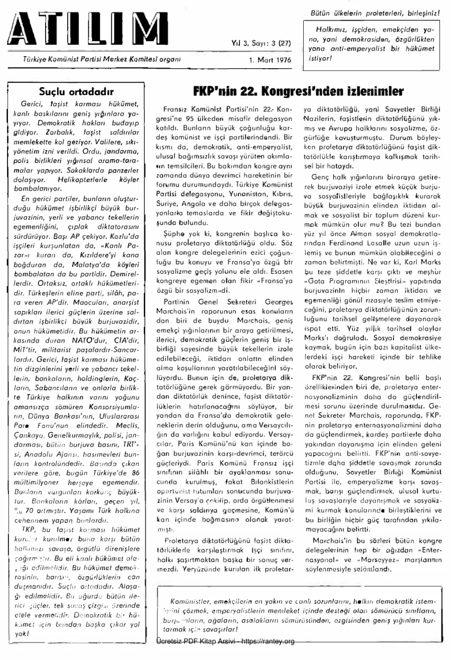 Atılım Sayı 027 - Mart 1976 kapak görseli
