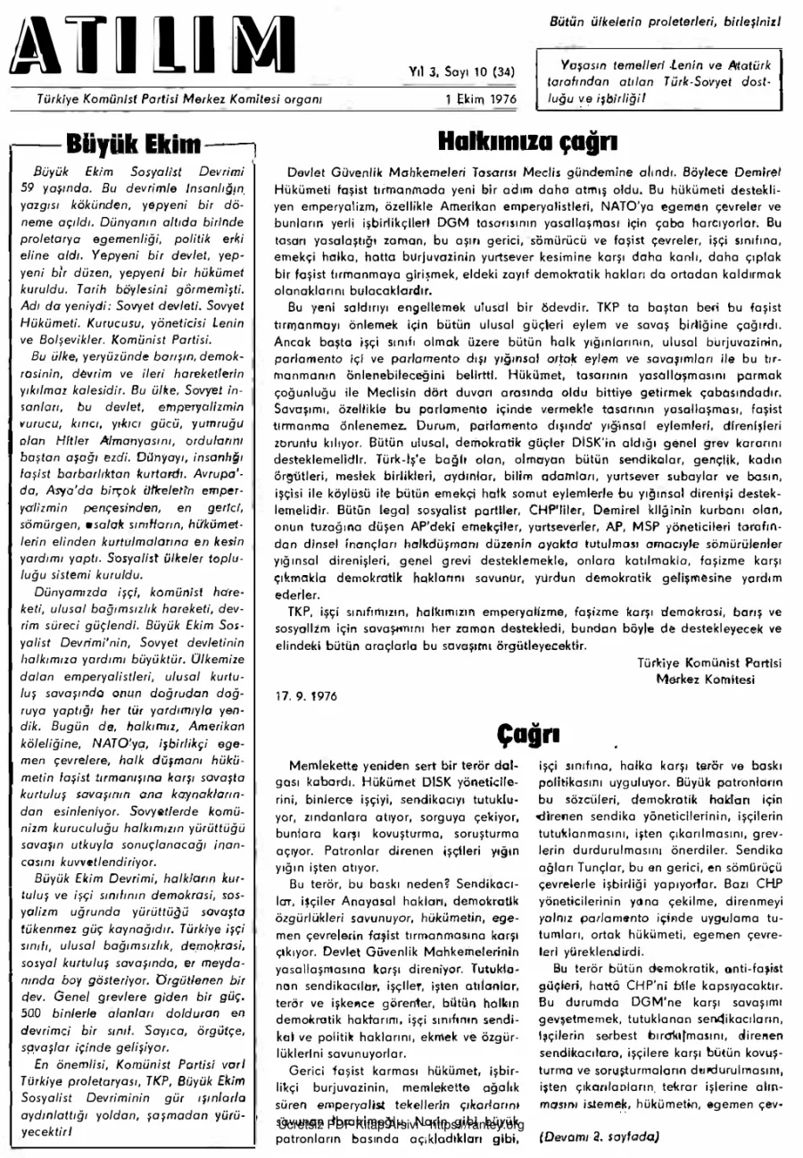 Atılım Sayı 034 - Ekim 1976 kapak görseli