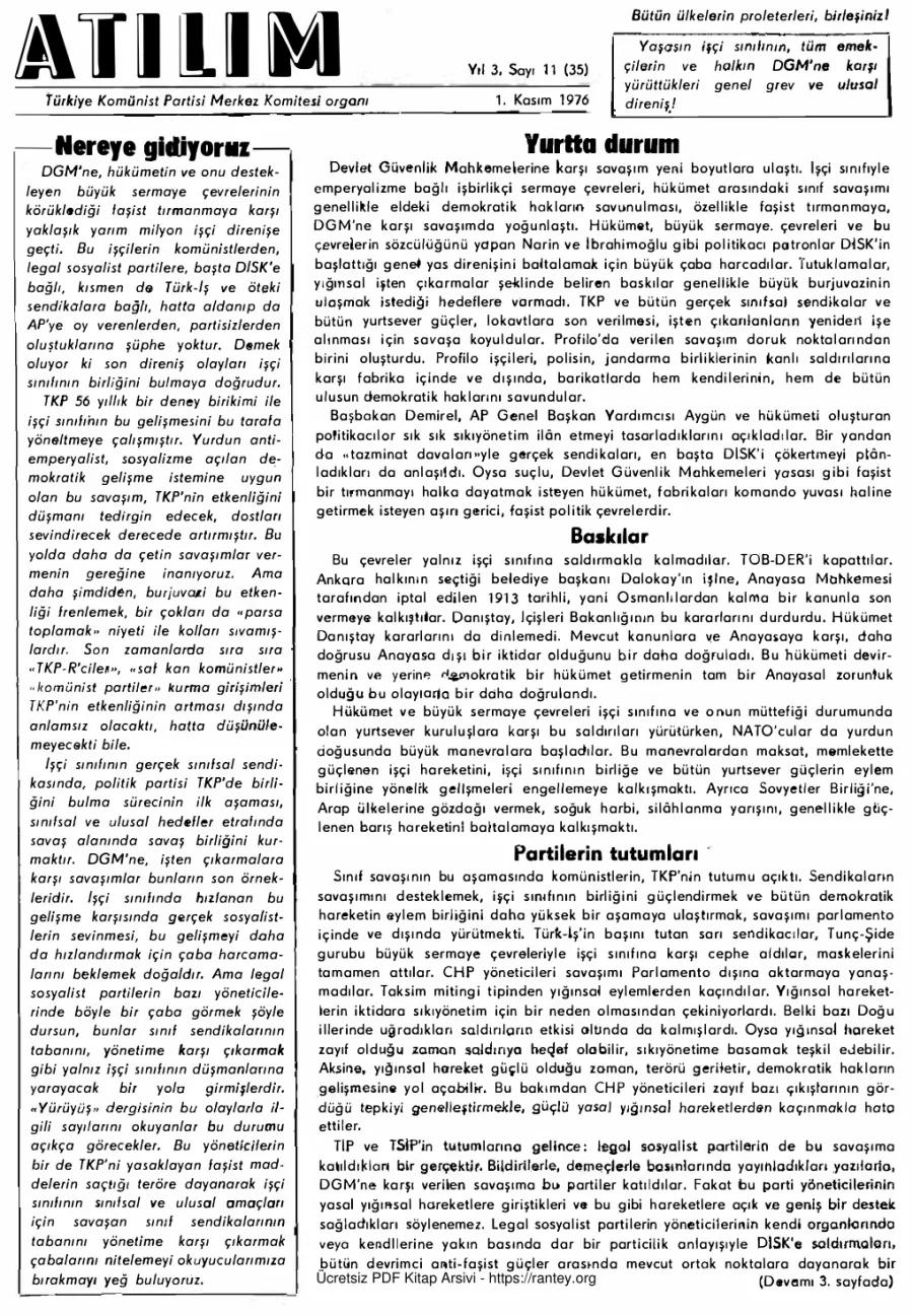 Atılım Sayı 035 - Kasım 1976 kapak görseli