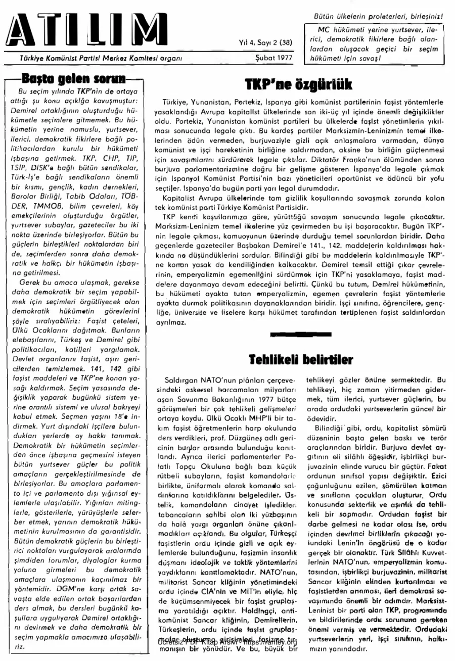 Atılım Sayı 038 - Şubat 1977 kapak görseli