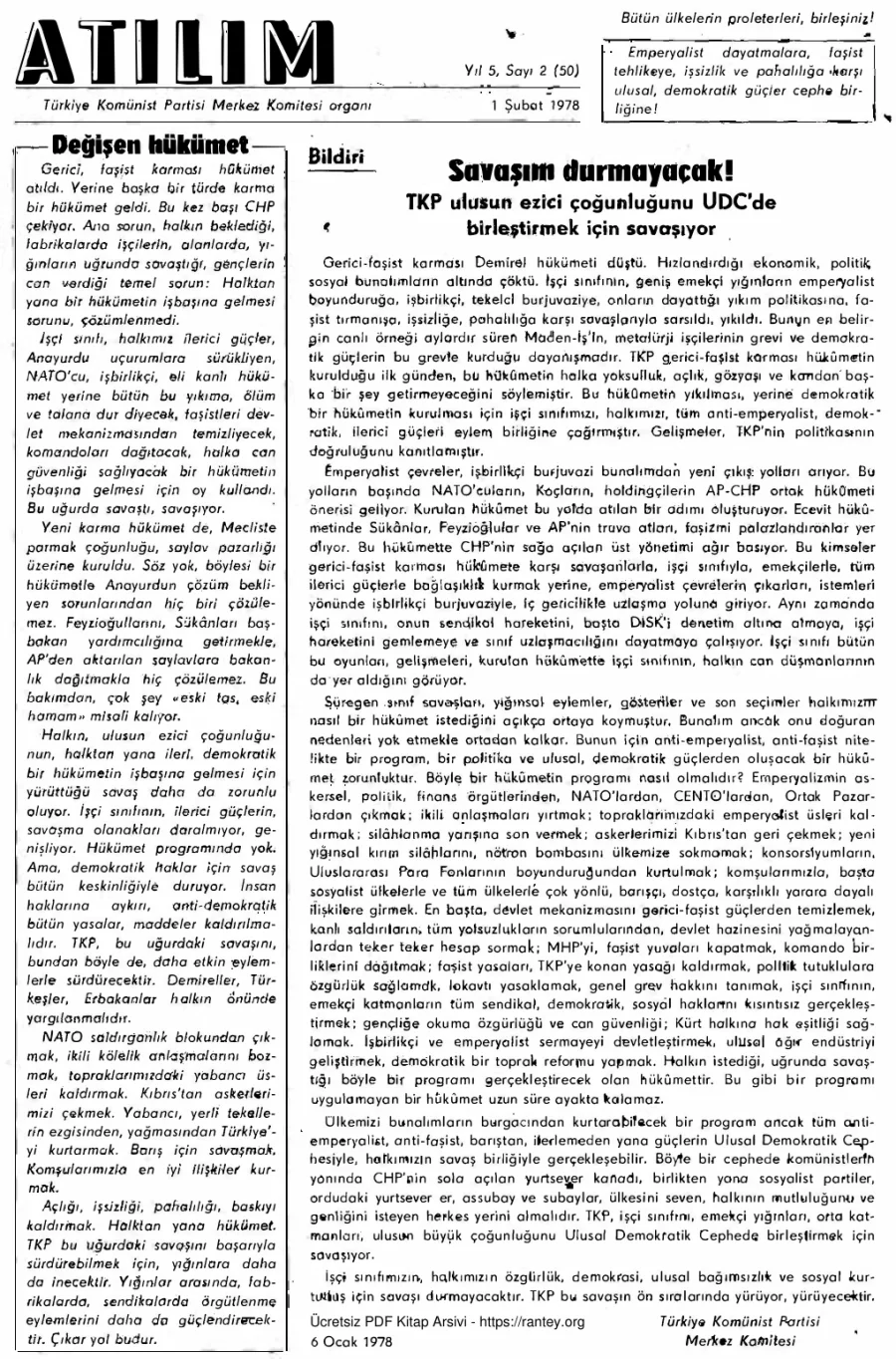 Atılım Sayı 050 - Şubat 1978 kapak görseli