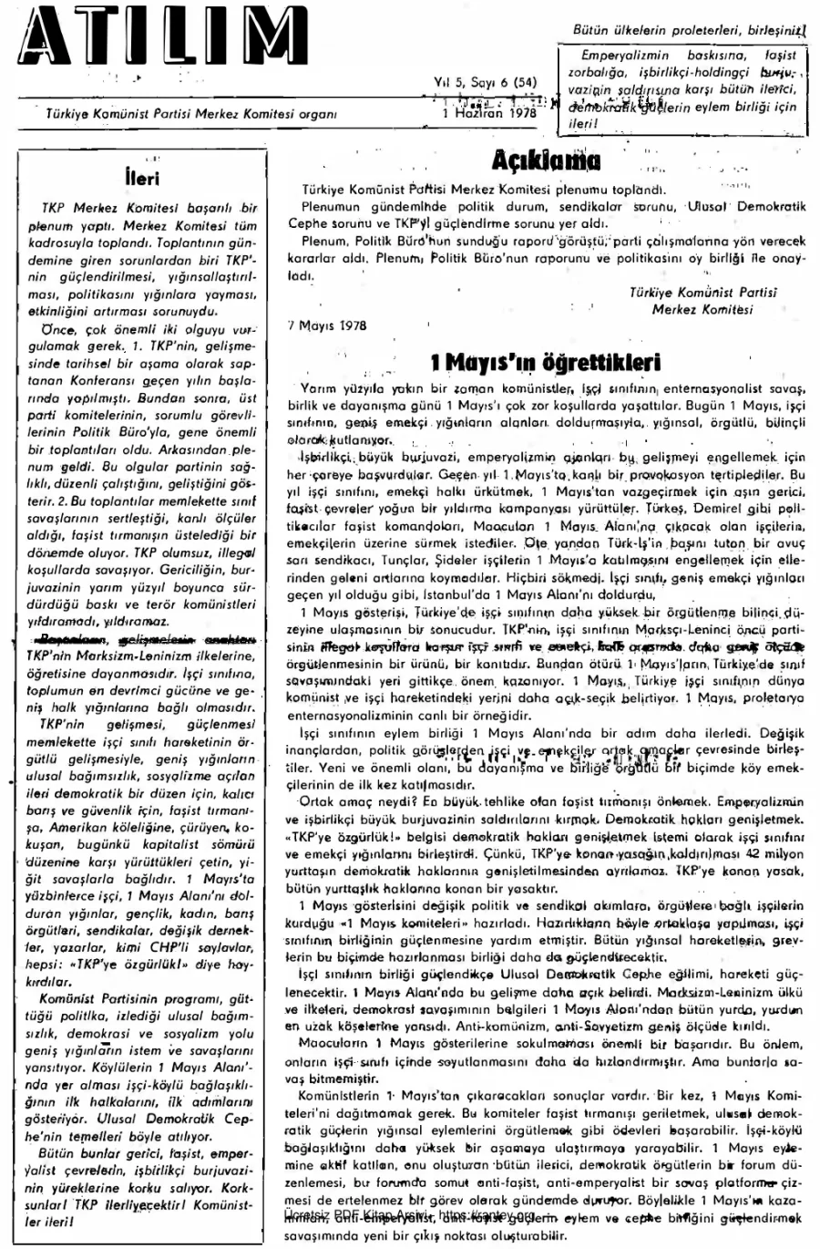 Atılım Sayı 054 - Haziran 1978 kapak görseli