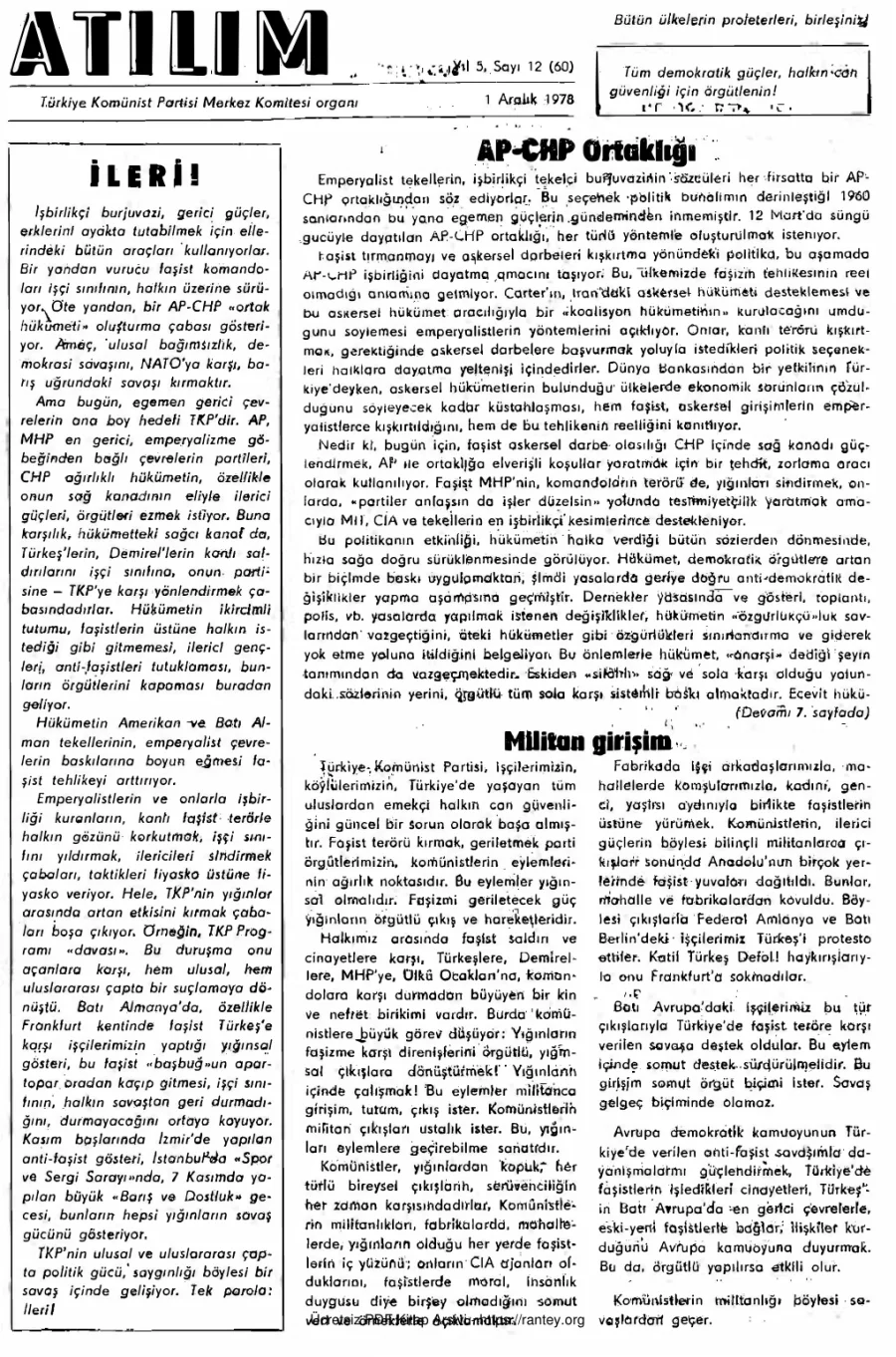 Atılım Sayı 060 - Aralık 1978 kapak görseli