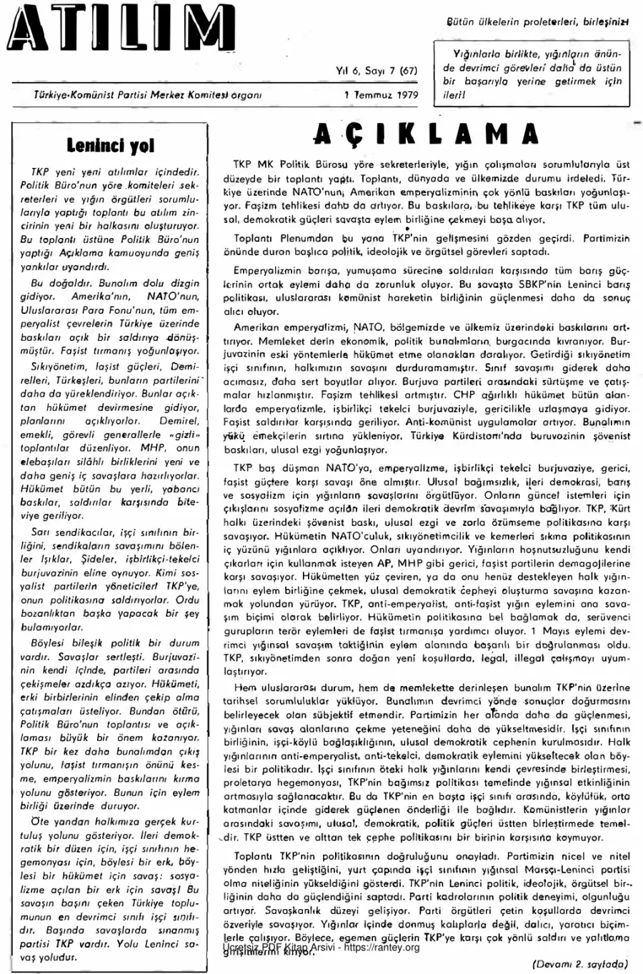 Atılım Sayı 067 - Temmuz 1979 kapak görseli