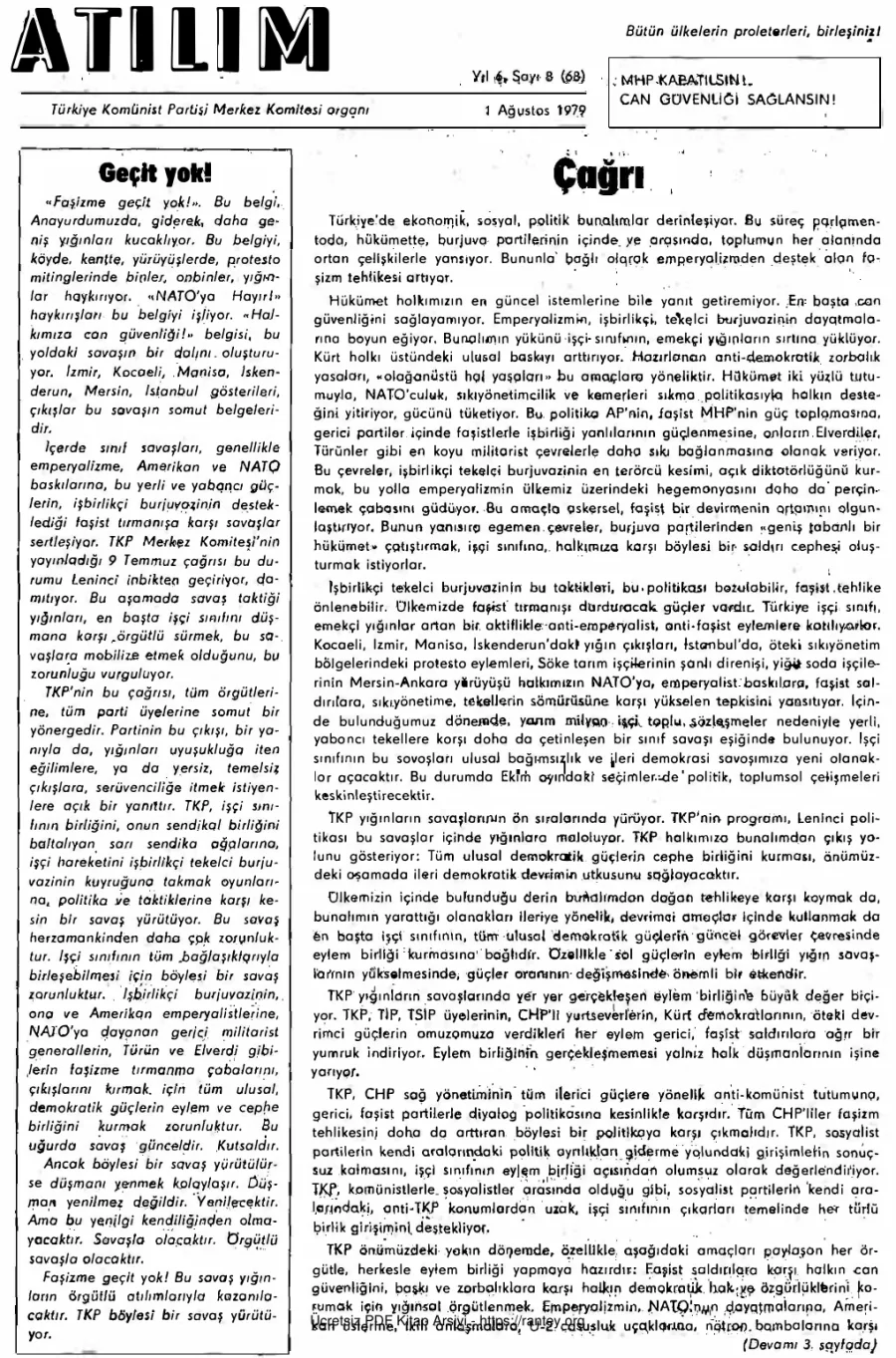 Atılım Sayı 068 - Ağustos 1979 kapak görseli