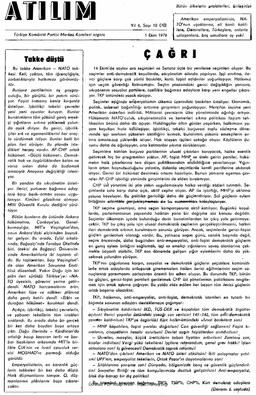 Atılım Sayı 070 - Ekim 1979 kapak görseli