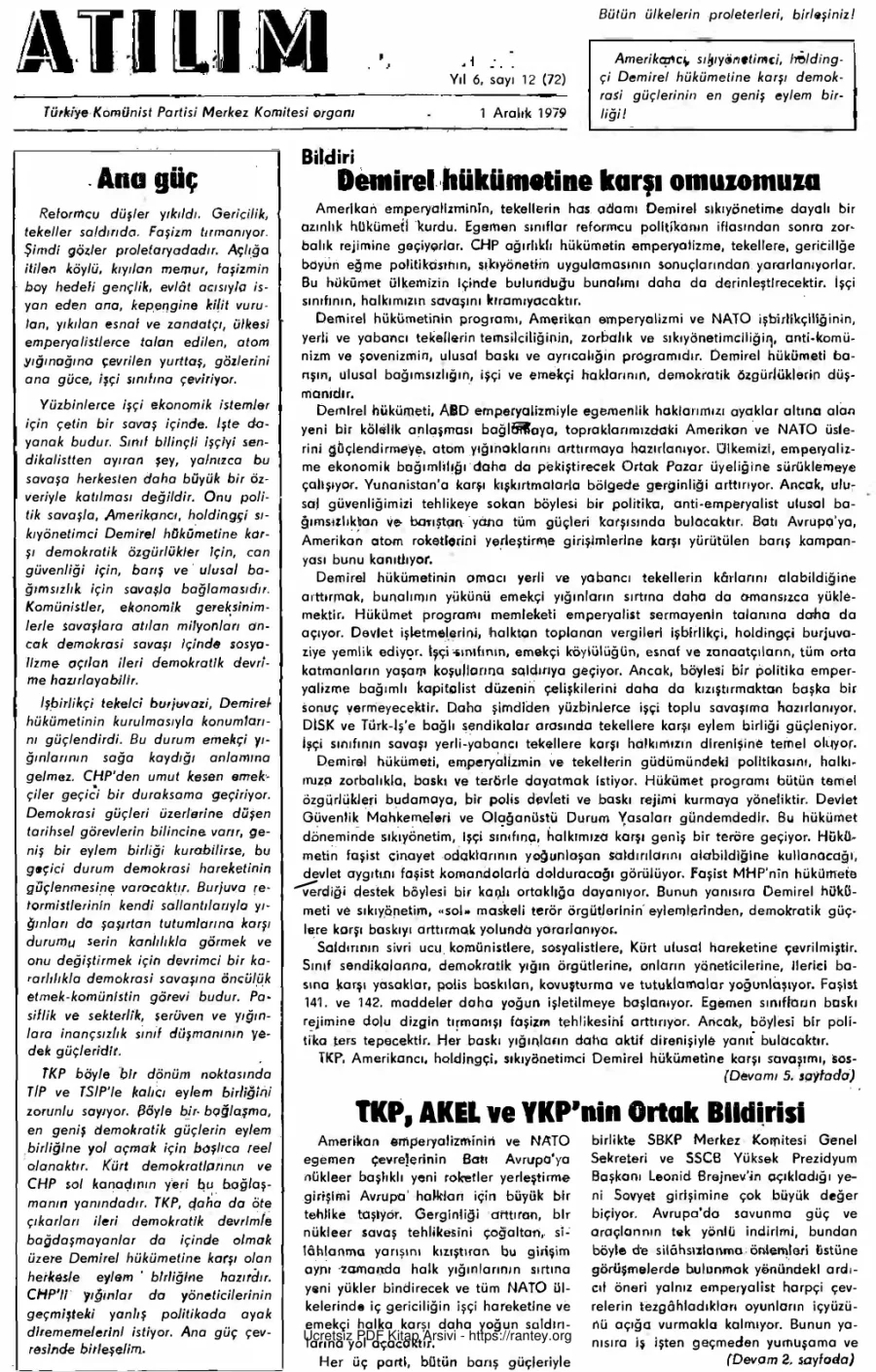 Atılım Sayı 072 - Aralık 1979 kapak görseli