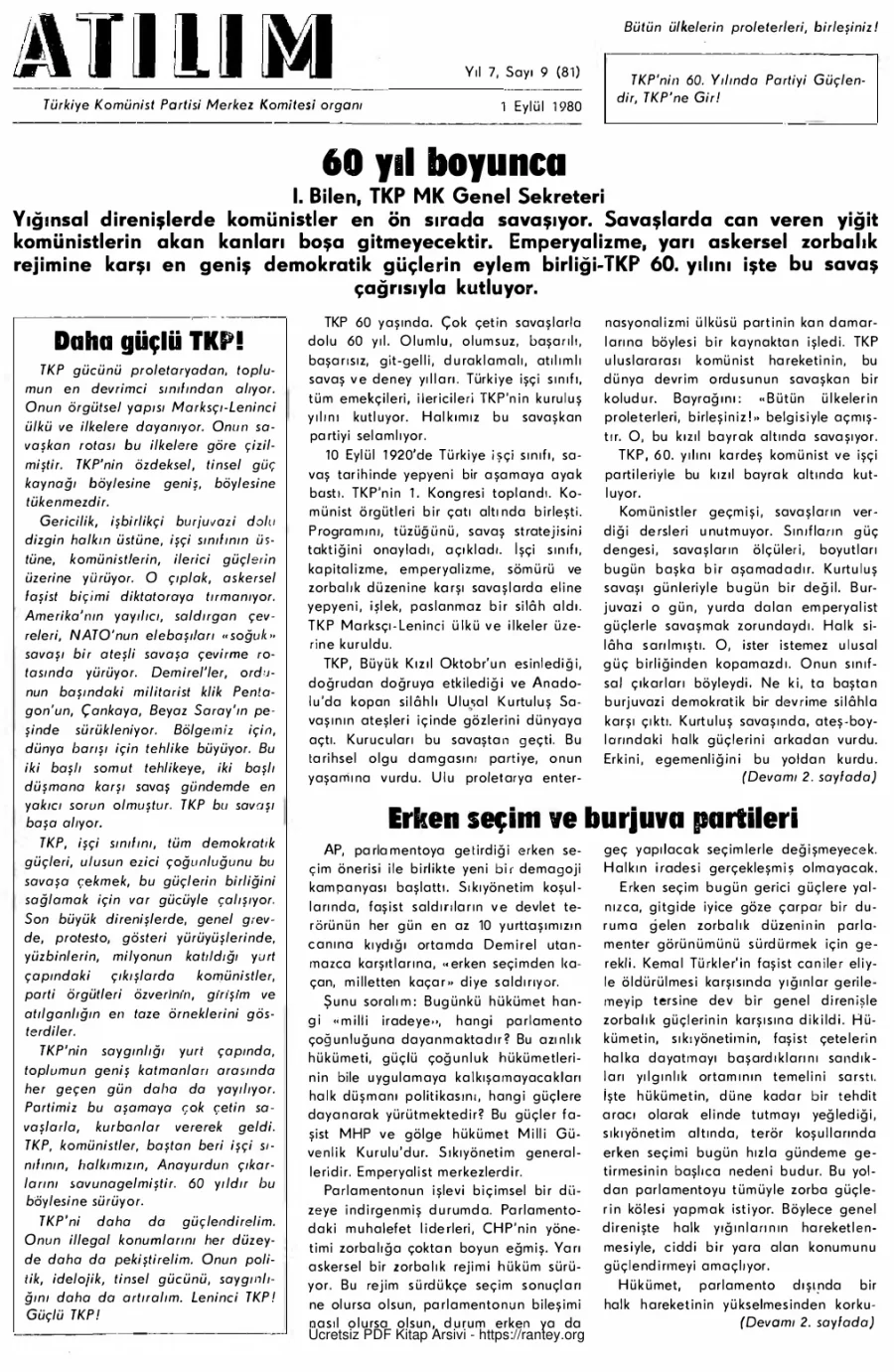 Atılım Sayı 081 - Eylül 1980 kapak görseli