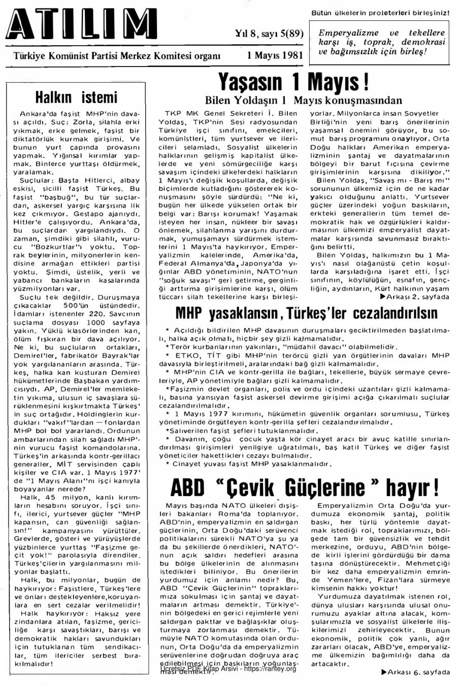 Atılım Sayı 089 - Mayıs 1981 kapak görseli