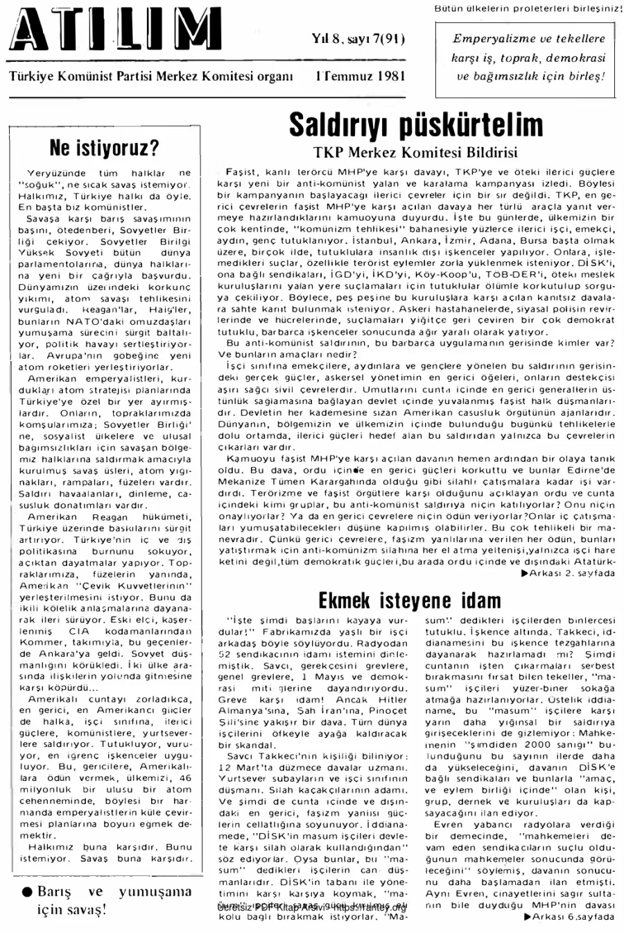 Atılım Sayı 091 - Temmuz 1981 kapak görseli