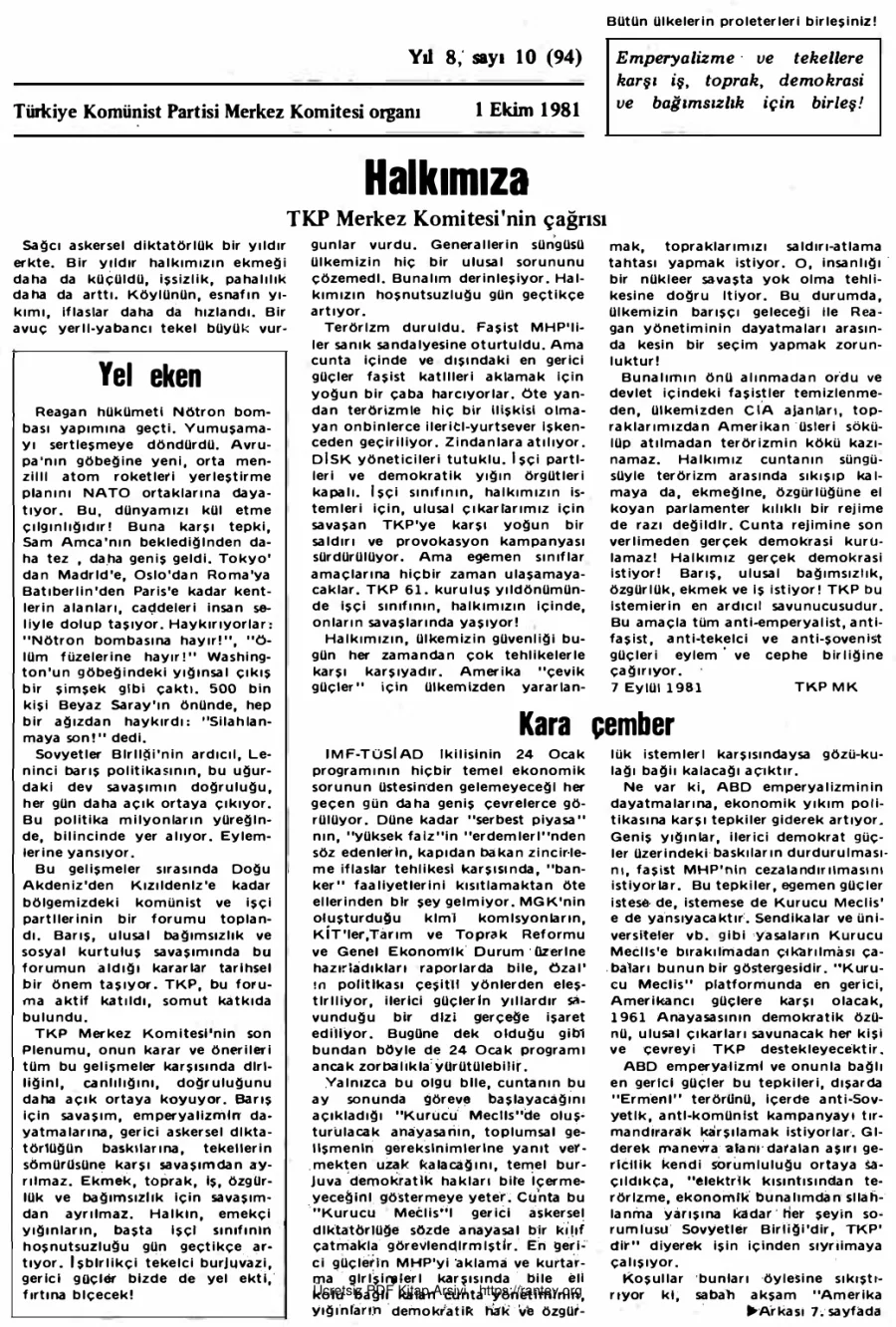 Atılım Sayı 094 - Ekim 1981 kapak görseli