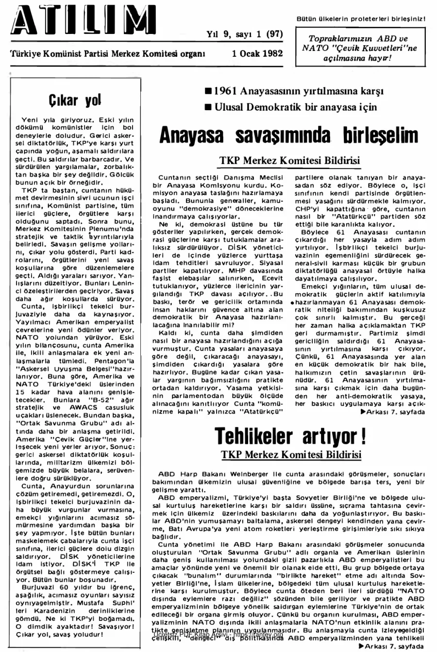 Atılım Sayı 097 - Ocak 1982 kapak görseli