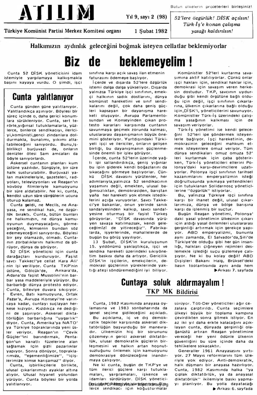 Atılım Sayı 098 - Şubat 1982 kapak görseli