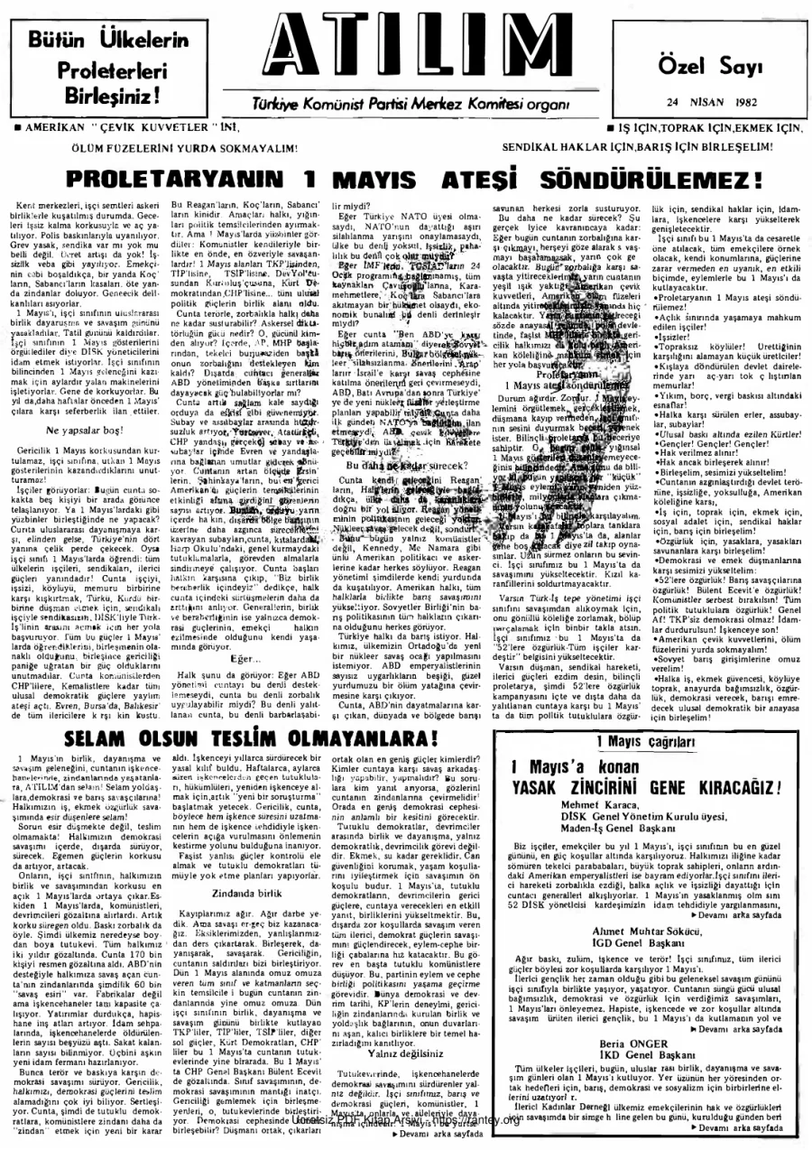 Atılım Sayı 100 - 24 Nisan 1982 - 24 Nisan 1982 Özel Sayı kapak görseli