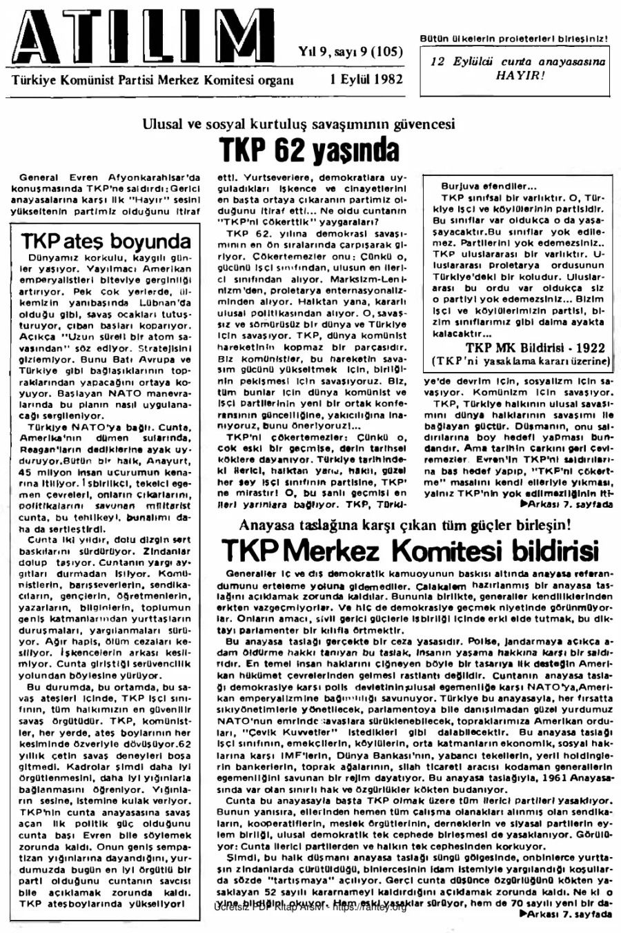 Atılım Sayı 105 - Eylül 1982 kapak görseli