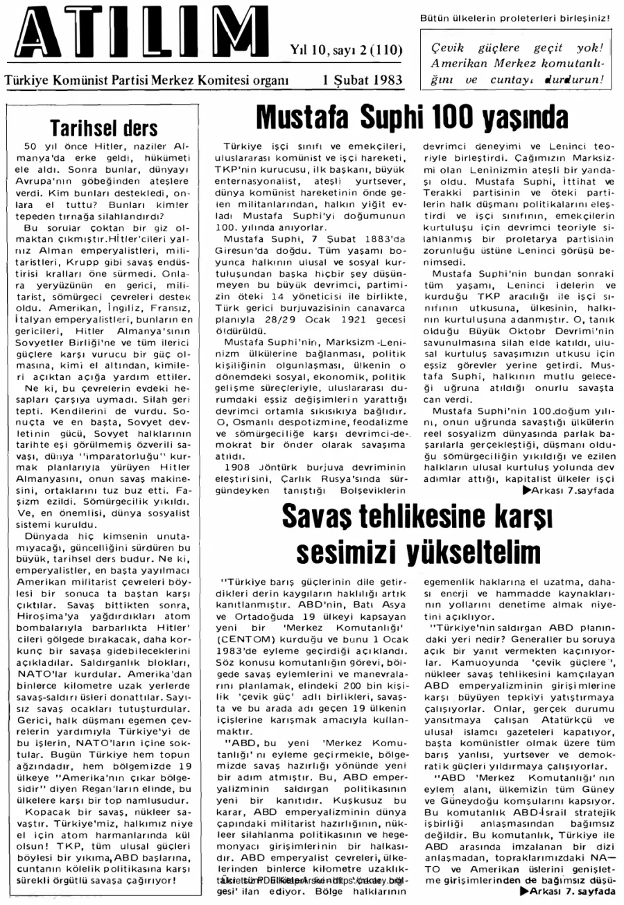 Atılım Sayı 110 - Şubat 1983 kapak görseli