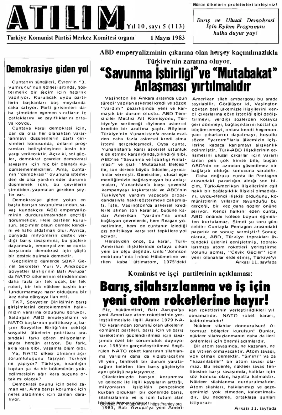 Atılım Sayı 113 - Mayıs 1983 kapak görseli