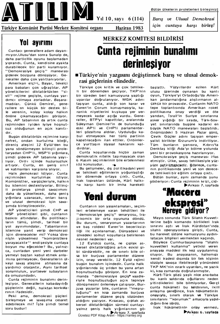 Atılım Sayı 114 - Haziran 1983 kapak görseli