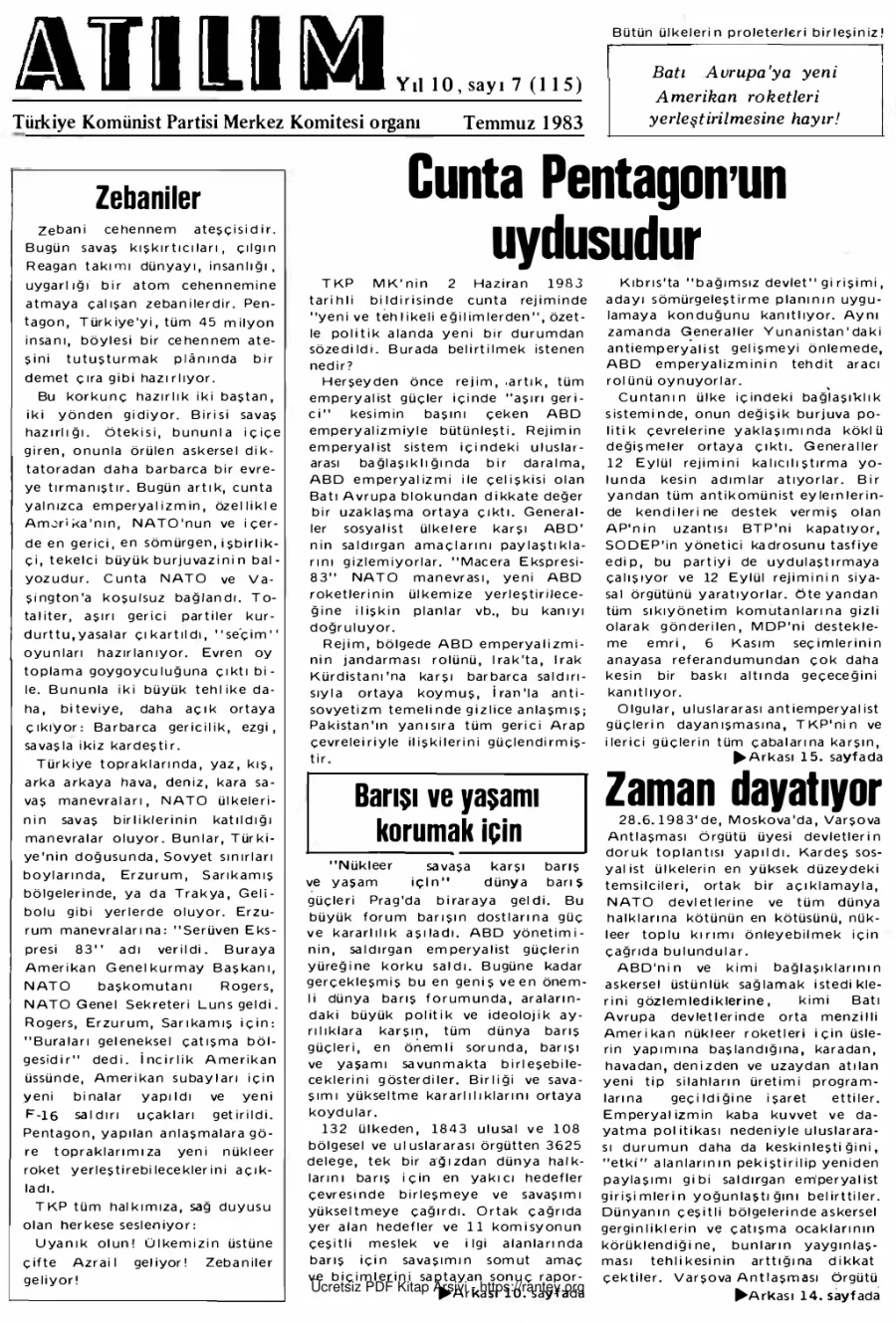 Atılım Sayı 115 - Temmuz 1983 kapak görseli