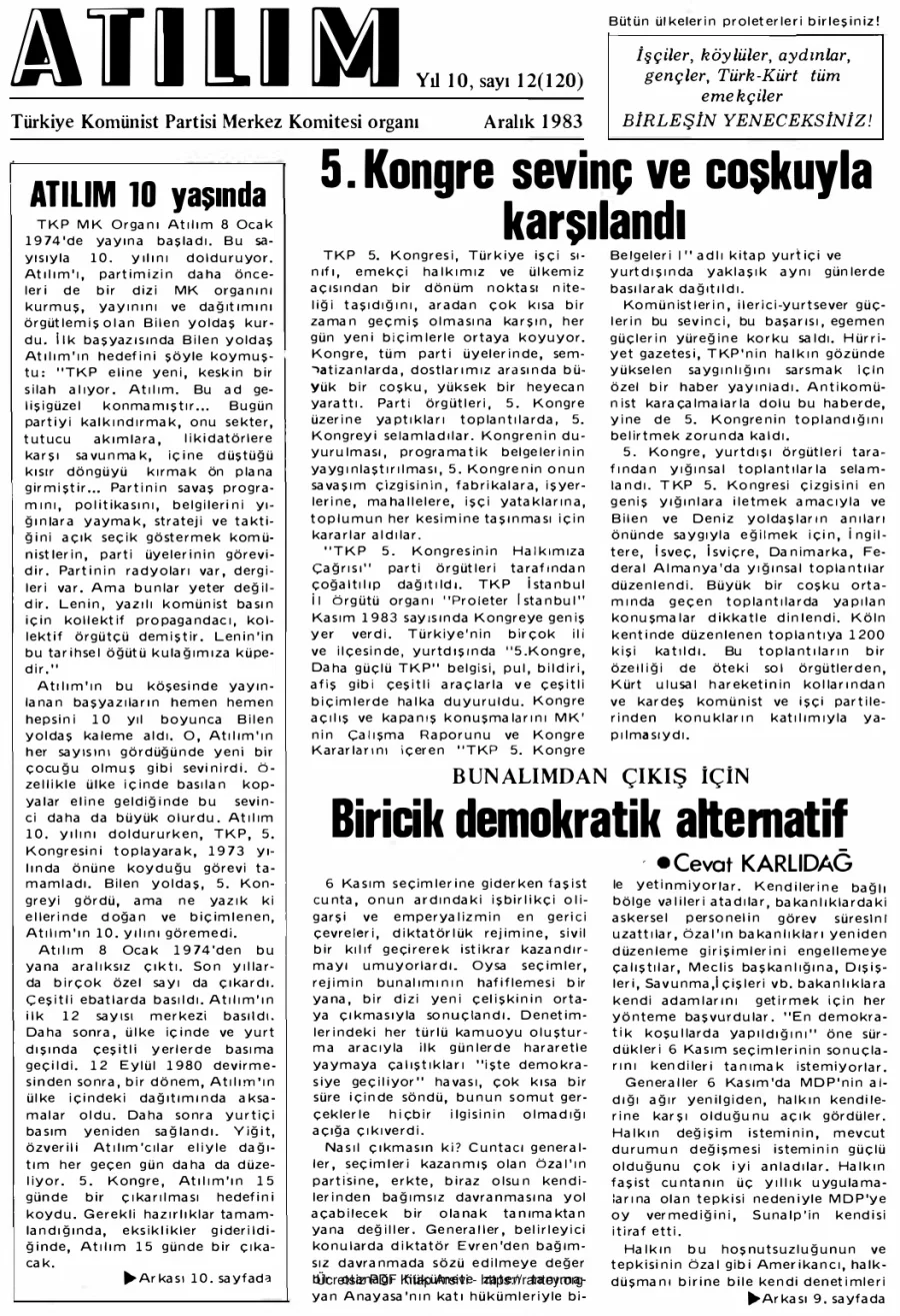 Atılım Sayı 120 - Aralık 1983 kapak görseli