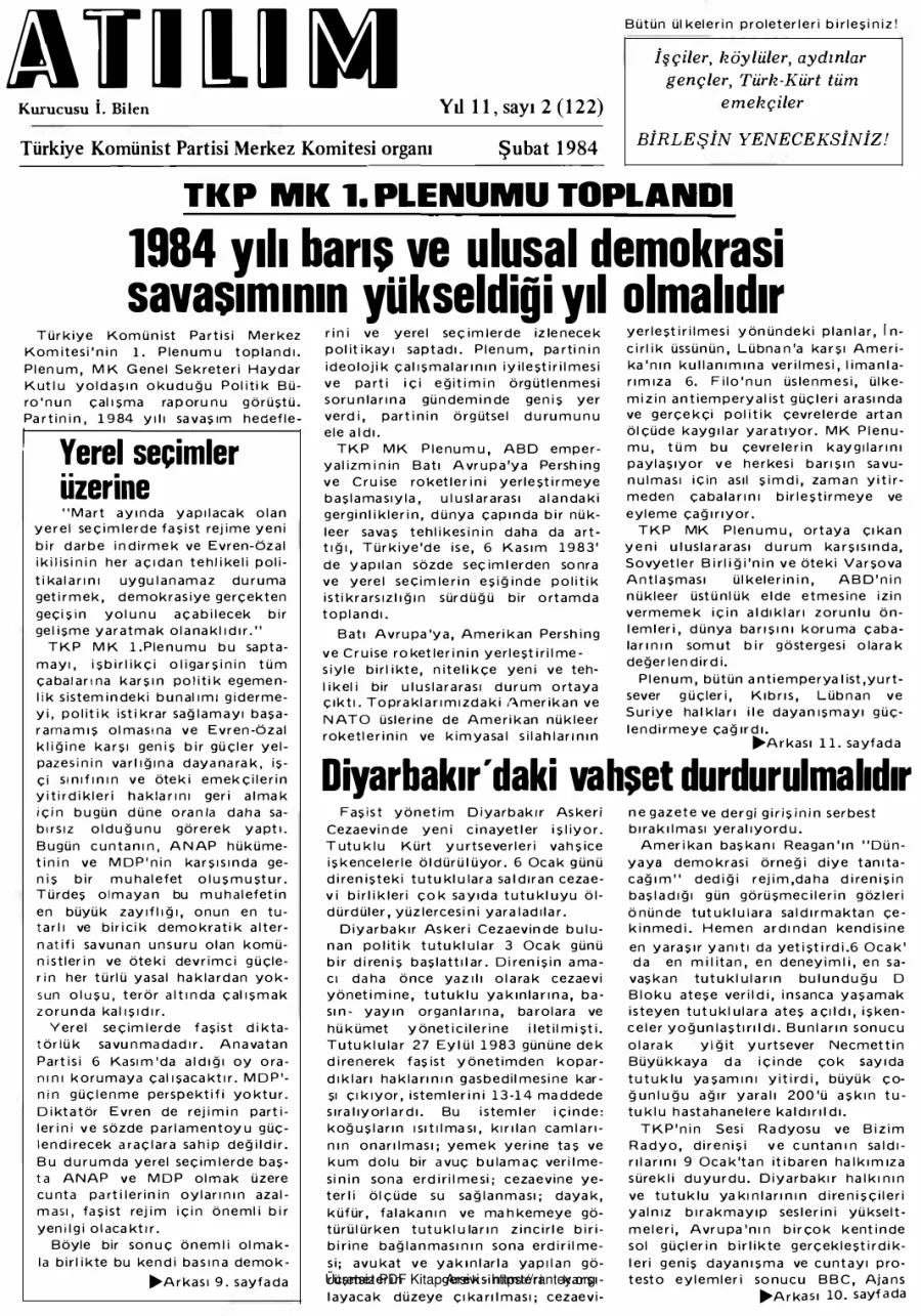 Atılım Sayı 122 - Şubat 1984 kapak görseli