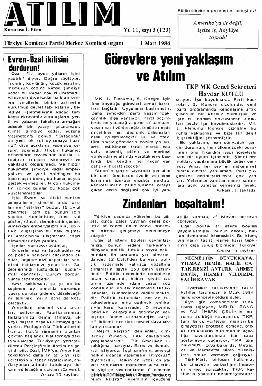 Atılım Sayı 123 - 01 Mart 1984 kapak görseli