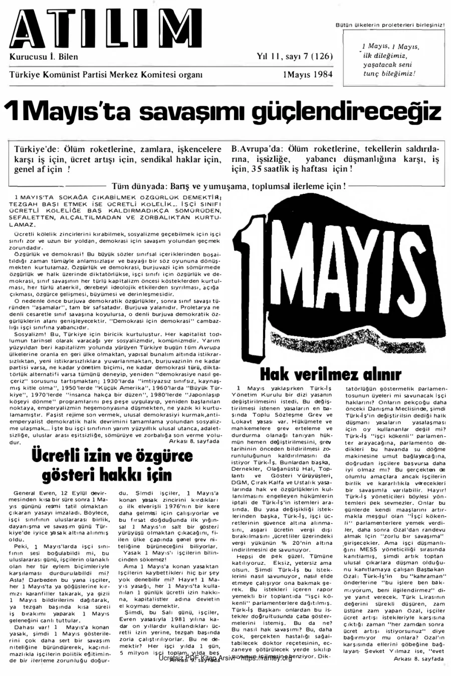 Atılım Sayı 127 - 01 Mayıs 1984 kapak görseli