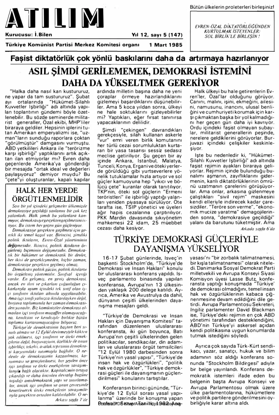 Atılım Sayı 147 - 01 Mart 1985 kapak görseli