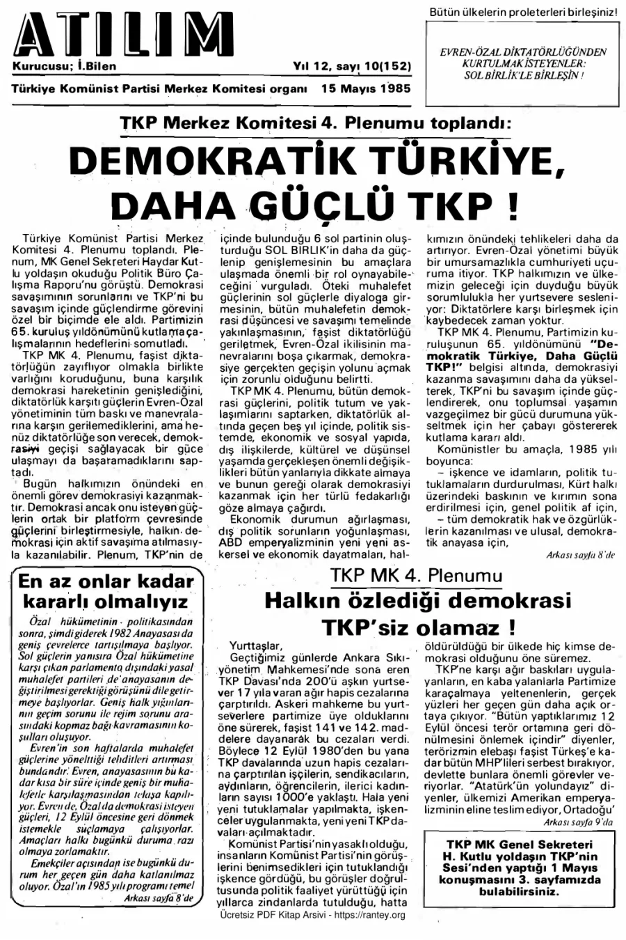 Atılım Sayı 152 - 15 Mayıs 1985 kapak görseli