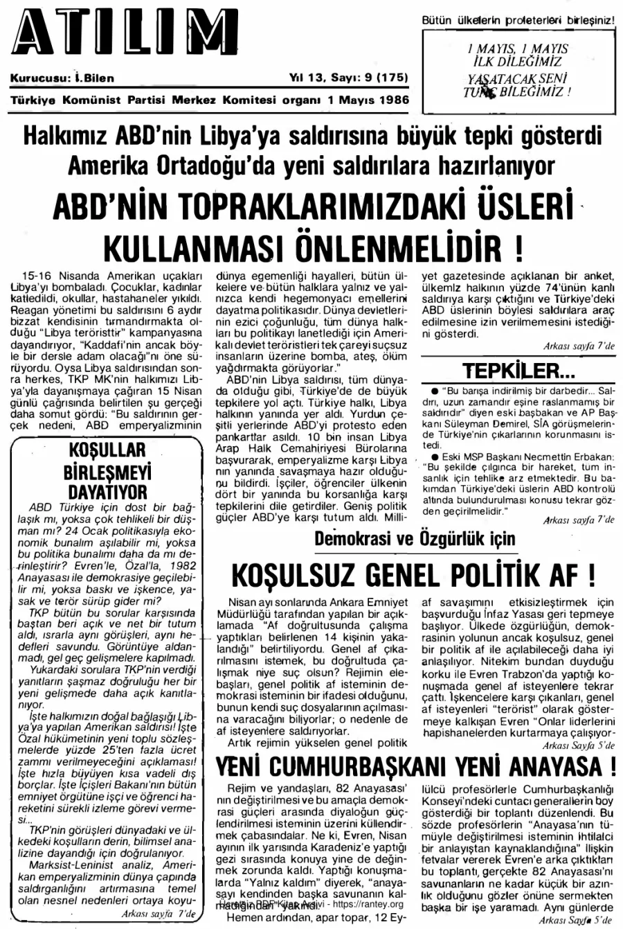 Atılım Sayı 175 - 01 Mayıs 1986 kapak görseli