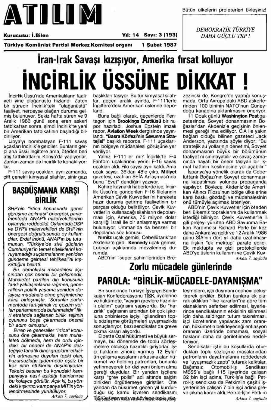 Atılım Sayı 193 - 01 Şubat 1987 kapak görseli