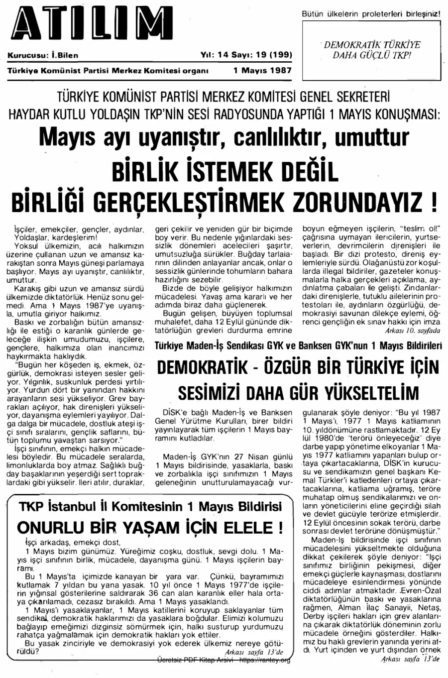 Atılım Sayı 199 - 01 Mayıs 1987 kapak görseli